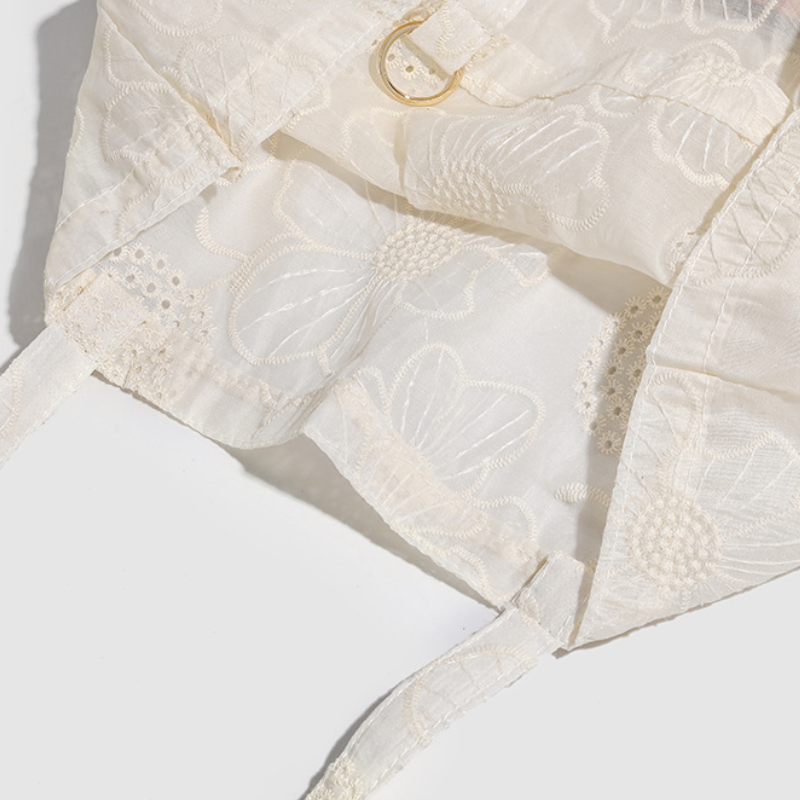 Borsa A Tracolla Quadrata Da Donna In Poliestere Tinta Unita Con Ricami Floreali, Stile Chic Parigino. h5 Immagine5