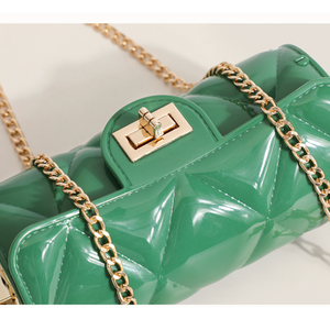 Borsa A Tracolla Da Donna East-West In Pvc Con Cuciture Trapuntate, Dettagli In Metallo E Catena In Tinta Unita, Stile Casual. h5 Immagine5