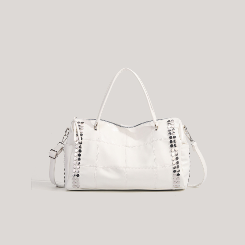 Casual Stijl, Metalen Details, Studs, Effen Kleur, Premium Kwaliteit Pu, Dames Sport- En Reistassen Afbeelding2