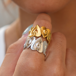 Simple Series Daily Heart Stainless Steel Waterproof   Gold Color  Statement Rings h5 Picture4
