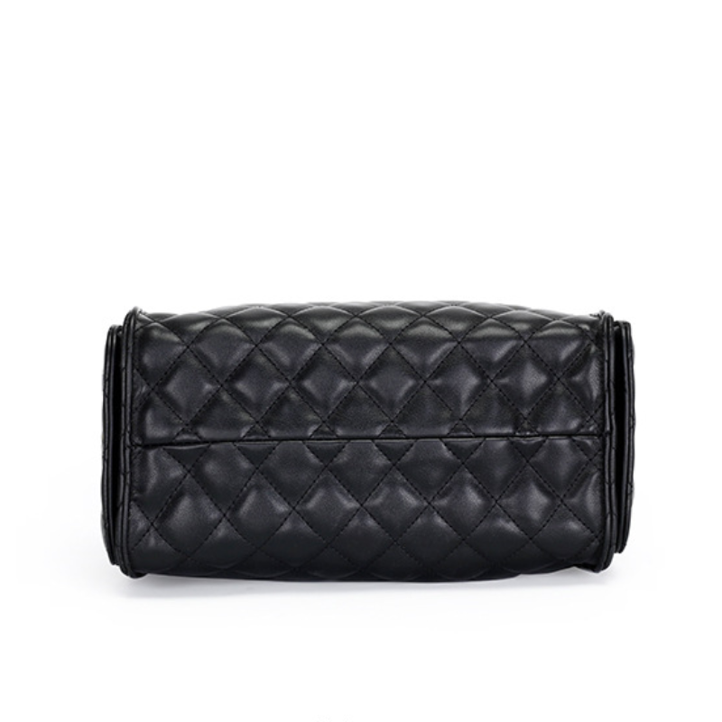 Borsa A Tracolla Quadrata Da Donna In Stile Casual Con Cuciture Trapuntate, Dettagli In Metallo E Catena In Tinta Unita, In Pu Di Alta Qualità. h5Immagine7