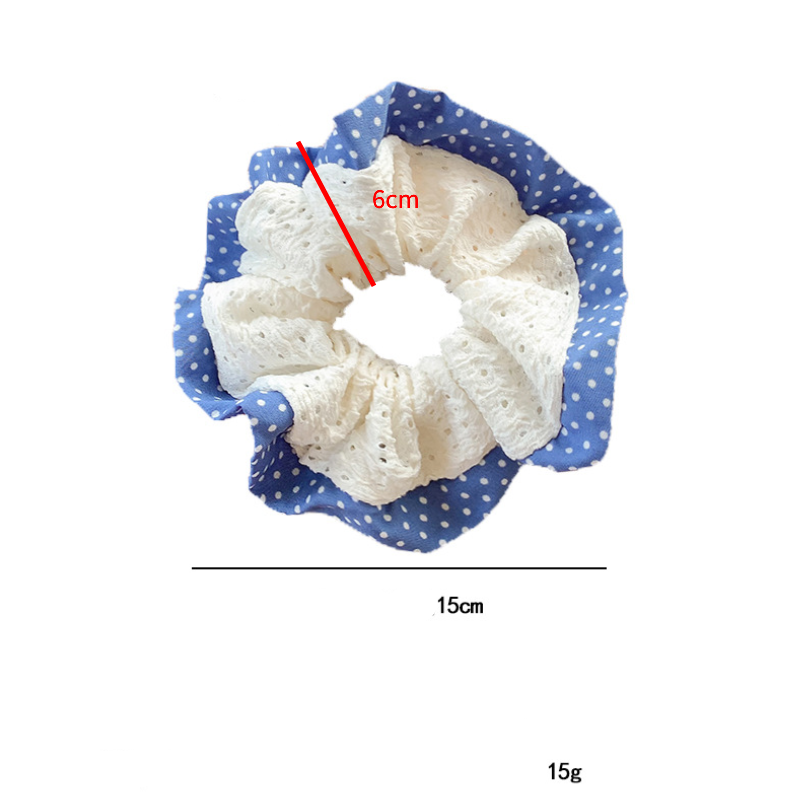 Simple Series Sweet Flower Plaid Polka Dots Polyester Scrunchies h5Picture5