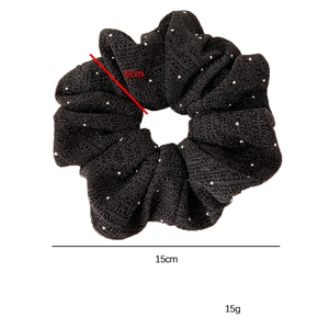 Simple Series Elegant Solid Color Stripe Polyester Rhinestone Scrunchies h5 Picture5