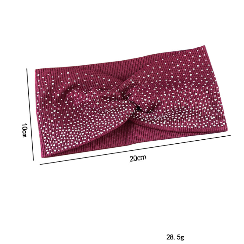 Luxurious Series Daily Solid Color Polyester Rhinestone Hair Bands h5Picture5