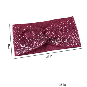 Luxurious Series Daily Solid Color Polyester Rhinestone Hair Bands h5 Picture5