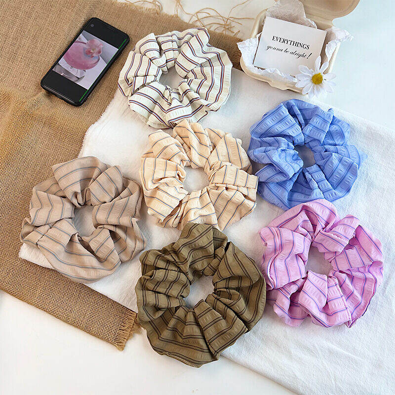 Simple Series Dagelijkse Gestreepte Polyester Scrunchies