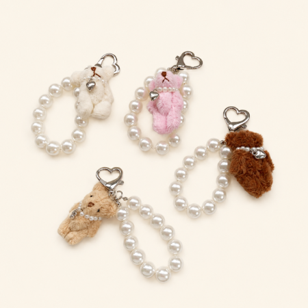 Simple Series Cute Heart Animal Beads Imitation Pearl Bag Charms 2