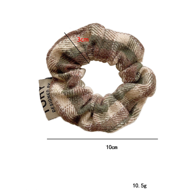 Simple Series Daily Solid Color Plaid Polyester Scrunchies h5Picture4