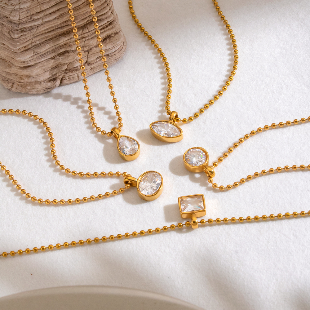 Geometric Shape Stainless Steel Waterproof Gold Color Women's Pendant Necklaces Picture4