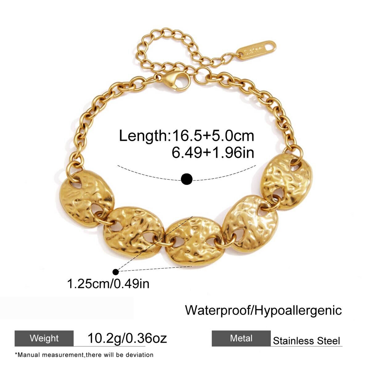 Conjunto De Collares Para Mujer De Acero Inoxidable Con Circonitas Color Oro, Resistentes Al Agua Y Con Diseño Retro Martillado. h5 