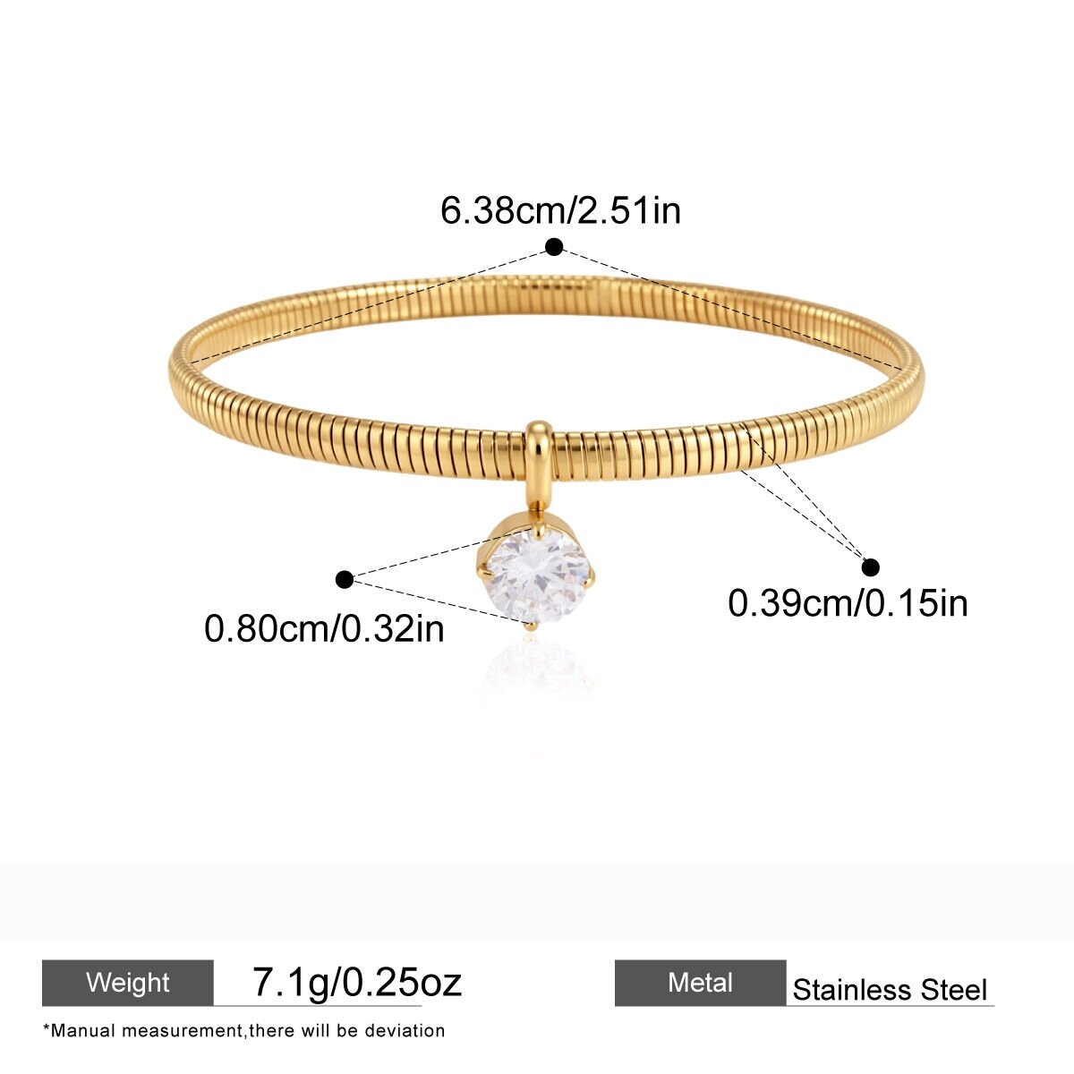 Simple Droplet Stainless Steel Waterproof Gold Color Women's Charm Bracelets h5 