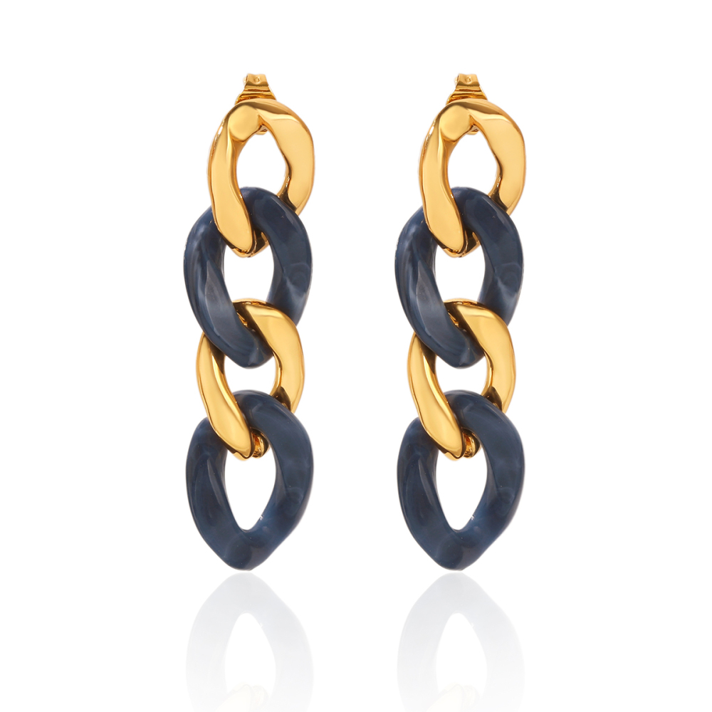 Stainless Steel Waterproof Resin Chain Shape Women's Dangle Earrings