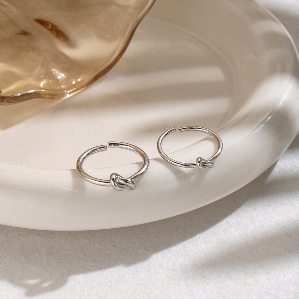 Knot Shape Stainless Steel Waterproof Gold Color Minimalist Rings Picture4