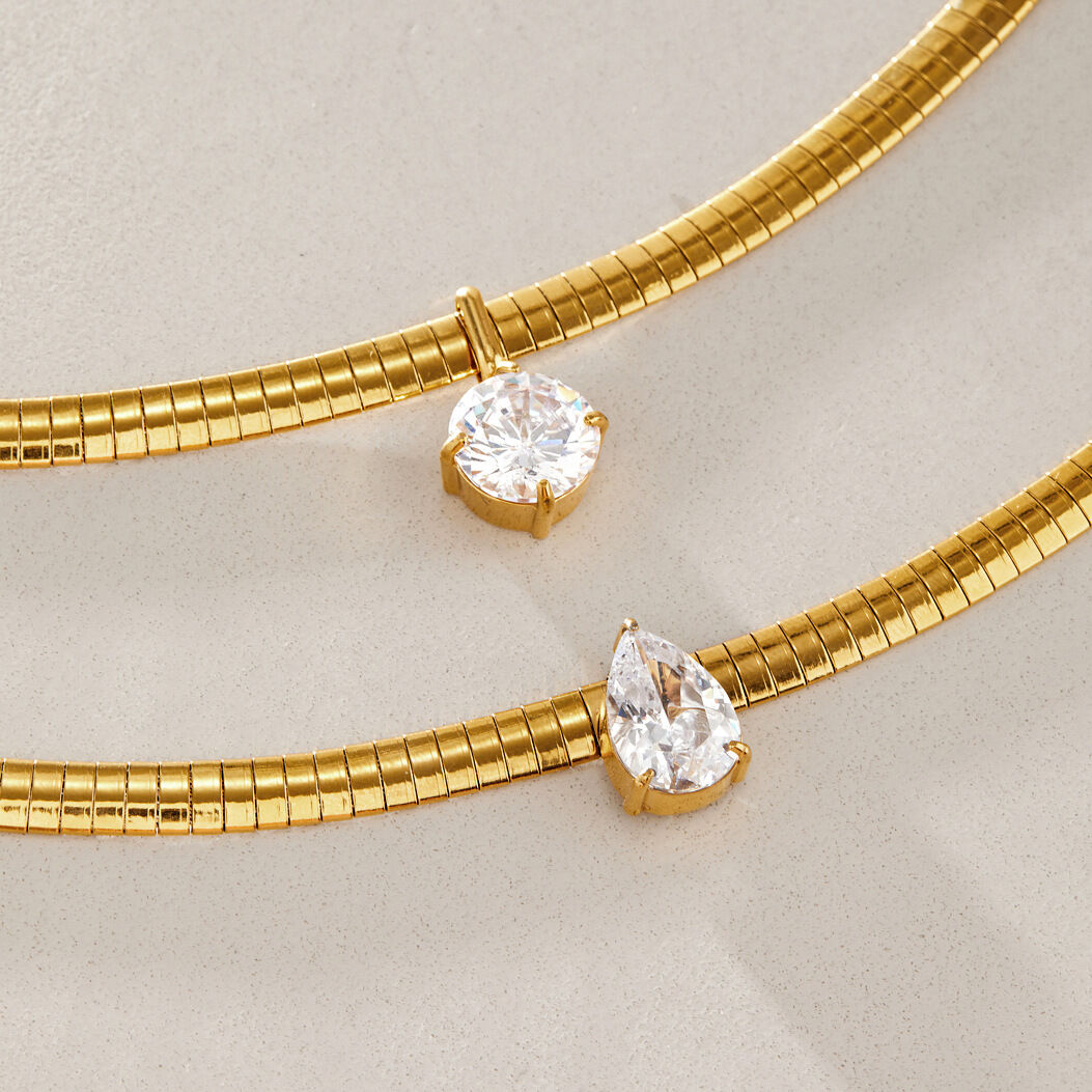 Collares Con Colgante De Gota De Circonita, Acero Inoxidable, Impermeables, Color Dorado, Para Mujer h5 Imagen5