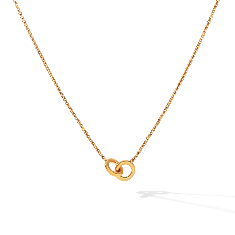 Circle Stainless Steel Waterproof Gold Color Pendant Necklaces