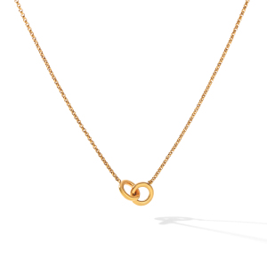 Circle Stainless Steel Waterproof Gold Color Pendant Necklaces h5