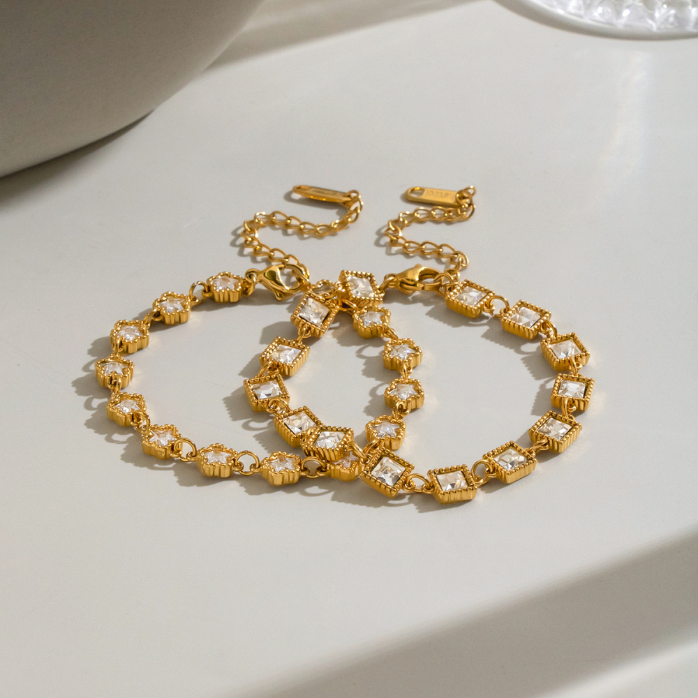Stainless Steel Waterproof Gold Color Zircon Women's Chain Bracelets Picture6