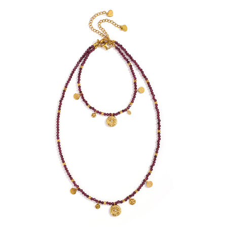 Einfache Retro-Perlenkette mit ellipsenförmiger Form, Natursteinen und goldfarbenem Design – Damen-Perlenkette