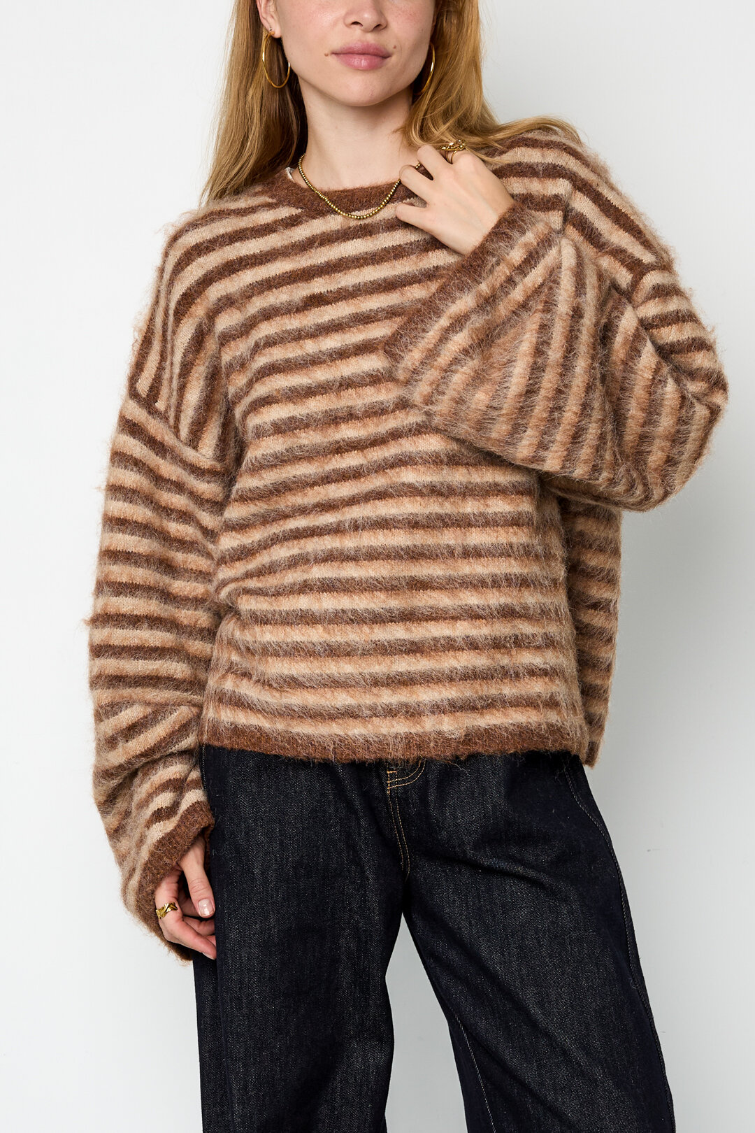 Polyester Fiber (Polyester) Knit Sweaters Stripes Fall/Winter  Clothes Picture6