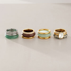 Retro Gold Color Rhinestone Natural Stone Ring Sets h5 Picture3
