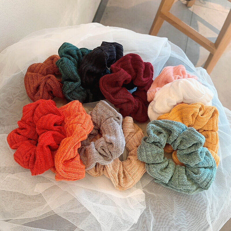 Simple Series Daily Solid Color Woven Polyester Scrunchies h5Picture5