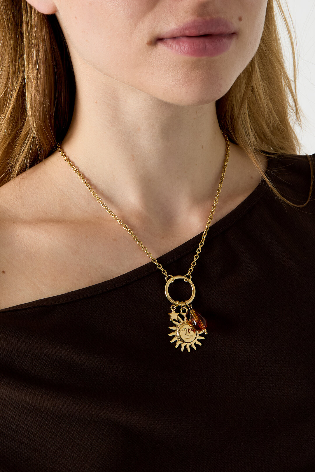 Collares con colgante de acero inoxidable Sun Simple Daily Simple Series Joyería para mujer 2