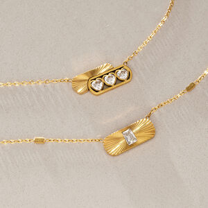 Heart Rectangle Stainless Steel Waterproof Gold Color Zircon Women's Pendant Necklaces h5 Picture3