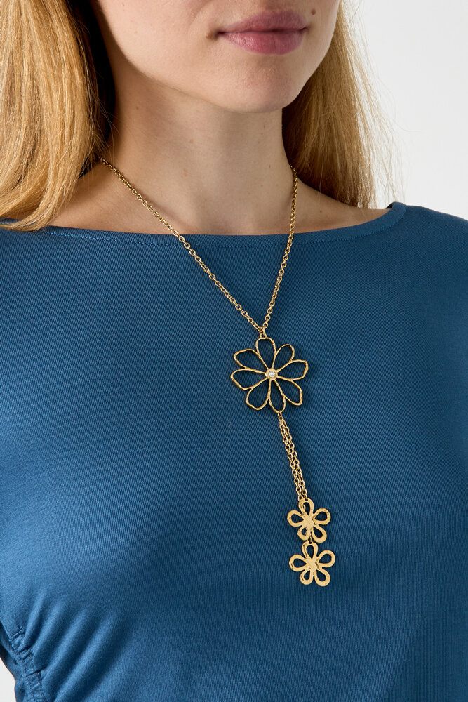 Collares con colgante de acero inoxidable, serie Flower Daily Simple, joyería para mujer 2