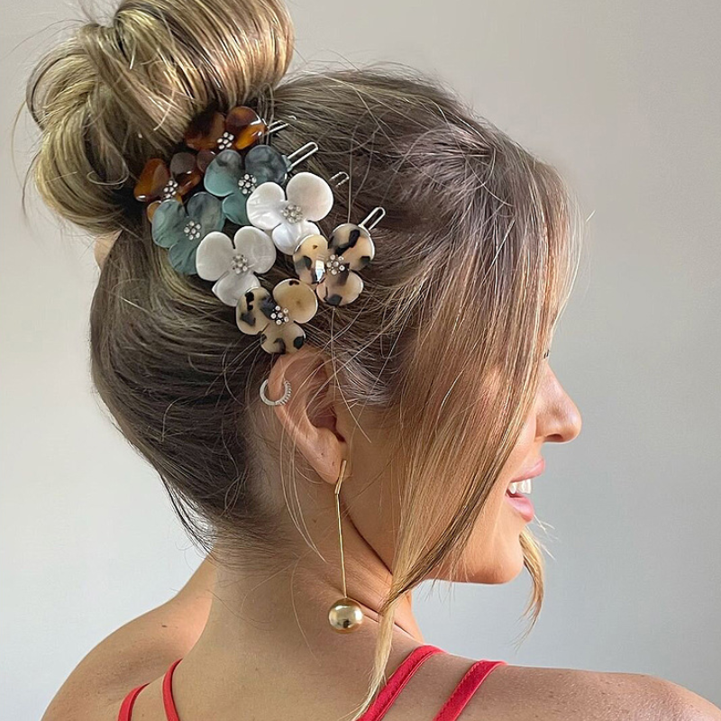 Luxurious Series Daily Flower Leopard Print Gradient Color Acetate Rhinestone Hair Clips h5Picture3