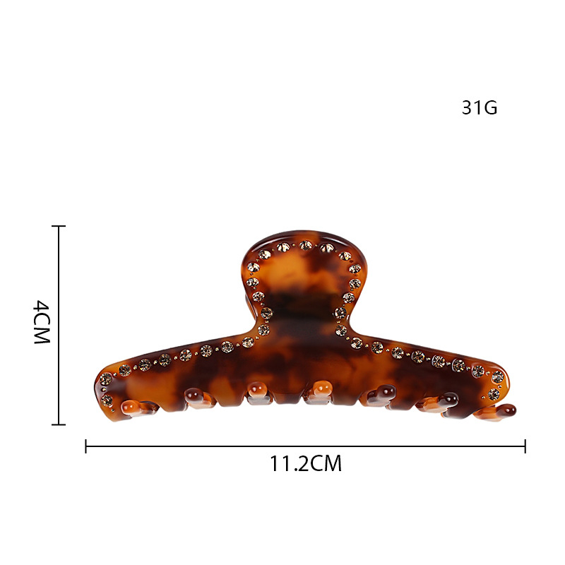 Simple Series Retro Leopard Print Acetate Rhinestone Hair Claws