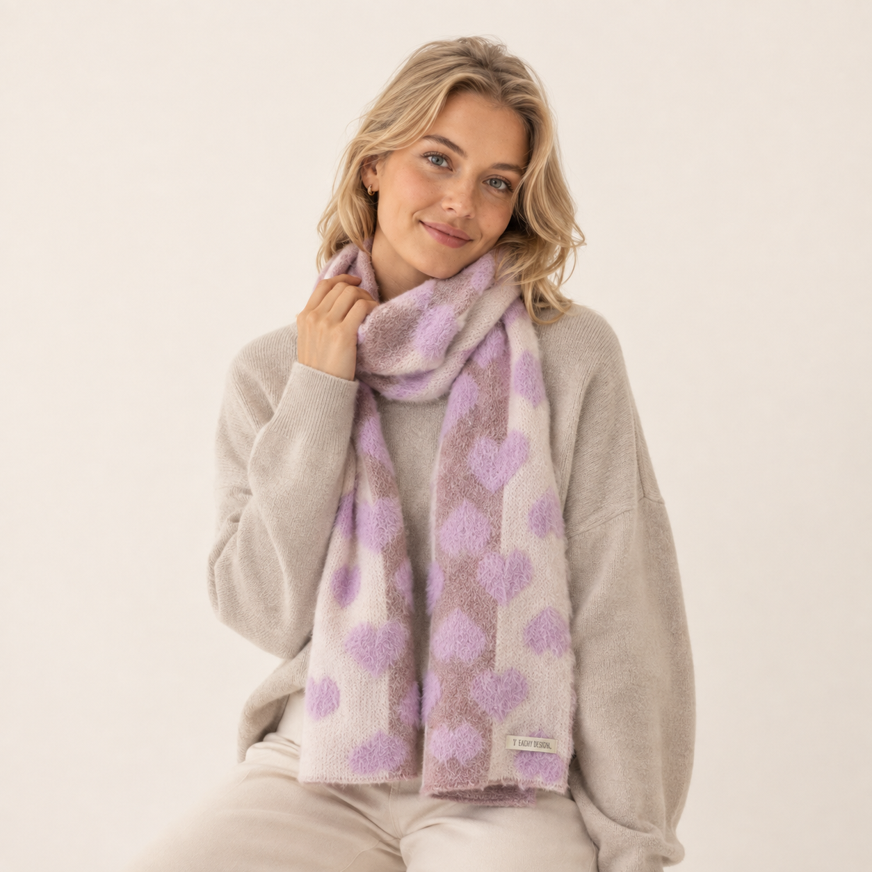 Sciarpe invernali da donna in lana a colori misti della serie Romantic Sweet Heart 2