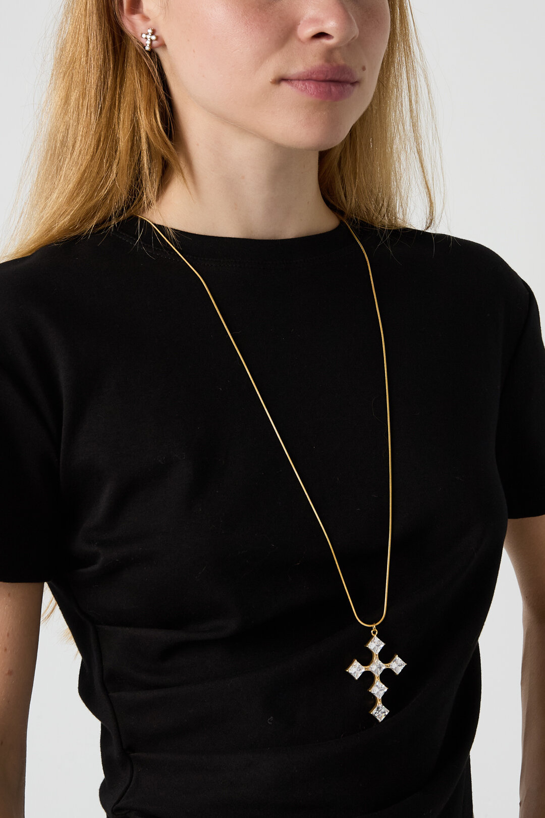 Collane lunghe in acciaio inossidabile con croce, semplici, della serie Daily Simple, gioielli da donna 2