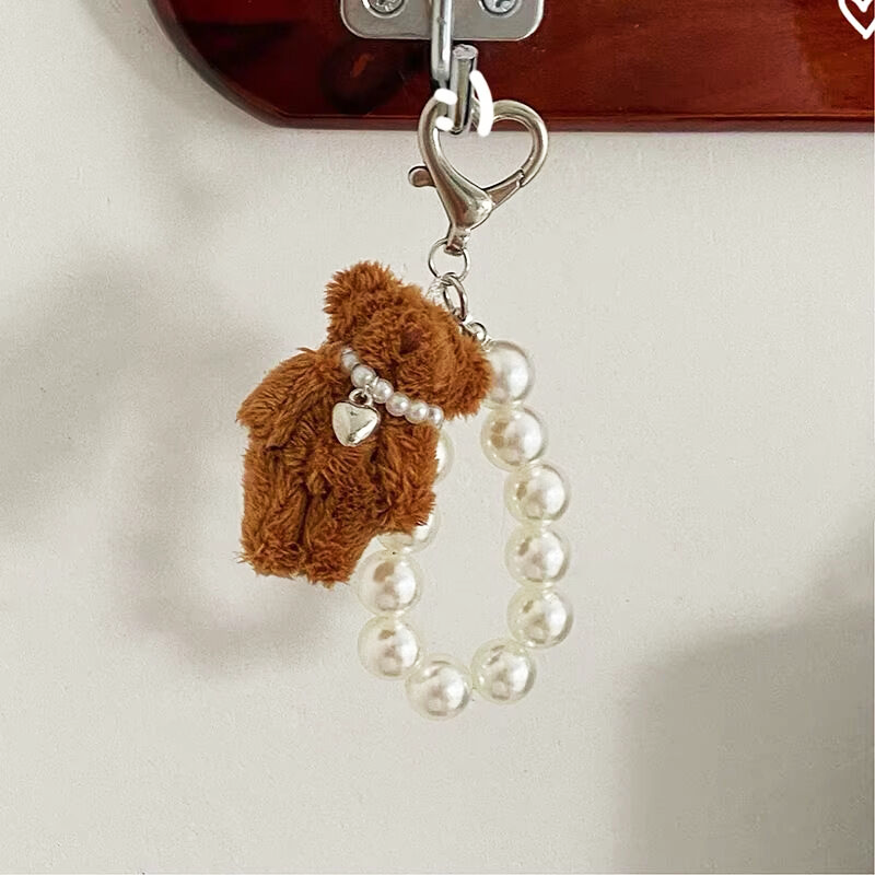 Serie Sencilla De Lindos Dijes De Animales Con Forma De Corazón Y Perlas De Imitación Para Bolsos h5 Imagen4
