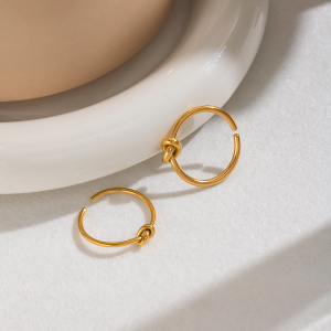 Knot Shape Stainless Steel Waterproof Gold Color Minimalist Rings h5 Picture5