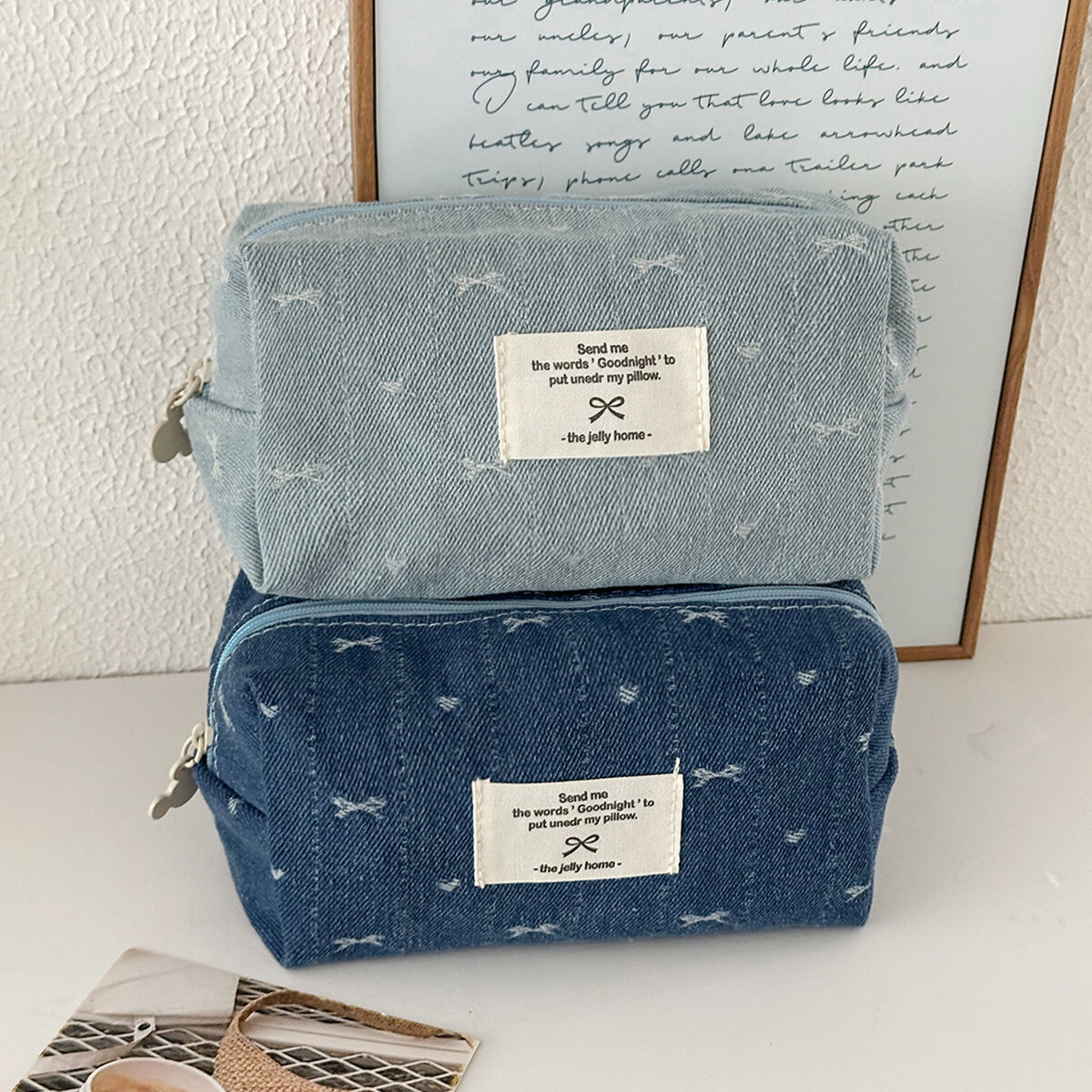 Kosmetiktaschen Aus Denimstoff Mit Süßer Schleife h5 Bild2