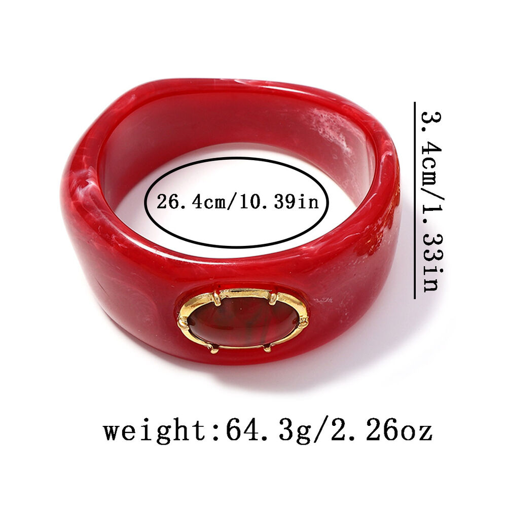 Brazaletes De Resina Para Mujer De La Serie Simple Retro Con Forma Elíptica Irregular. h5Imagen4