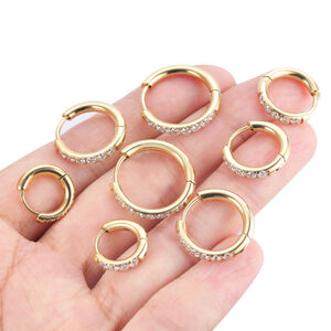 Simple Series Daily Circle Edelstahl-Ohrringe, Wasserdicht, Goldfarben, Mit Zirkonia h5 Bild5