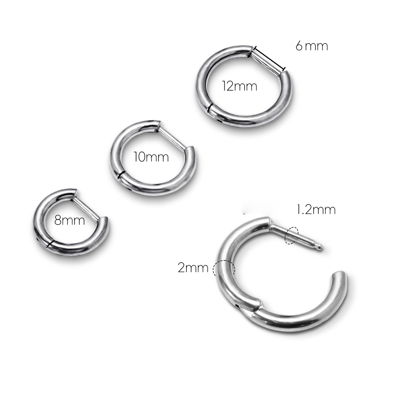 Einfache Ohrringe aus Titanlegierung, einfarbig, für Damen, Piercing-Ohrringe 2