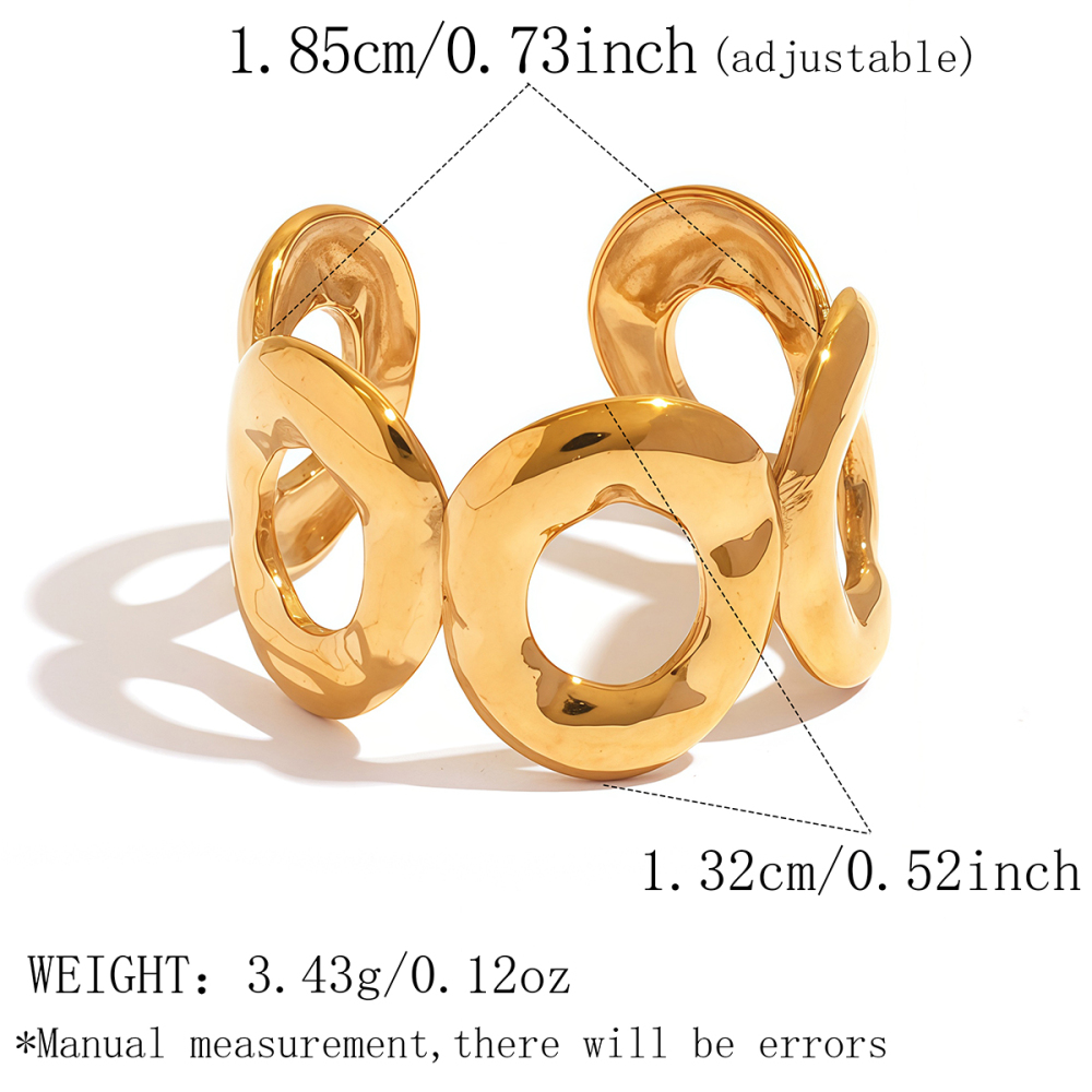Simple Series Daily Circle Stainless Steel Waterproof   Gold Color  Statement Rings 