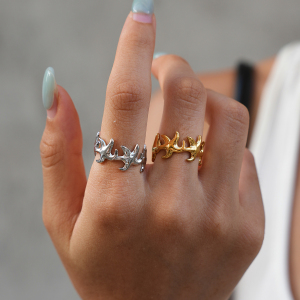 Simple Series Daily Starfish Stainless Steel Waterproof   Gold Color  Statement Rings h5 Picture5