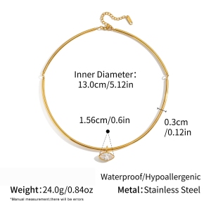 Geometric Shape Stainless Steel Waterproof Gold Color Zircon Women's Pendant Necklaces h5