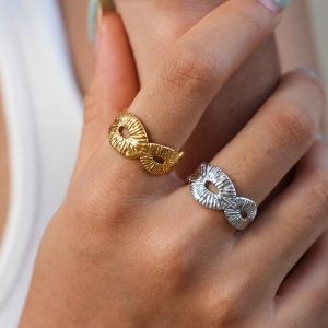Simple Series Daily Irregular Shape Stainless Steel Waterproof Gold Color Statement Rings h5 Picture2
