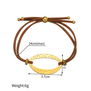 Simple Series Retro Unregelmäßige Form Edelstahl Wasserdicht Goldfarben Geflochtene Damenarmbänder h5 Bild3