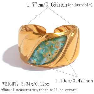Simple Series Daily Irregular Shape Stainless Steel Waterproof Gold Color Shell Statement Rings h5
