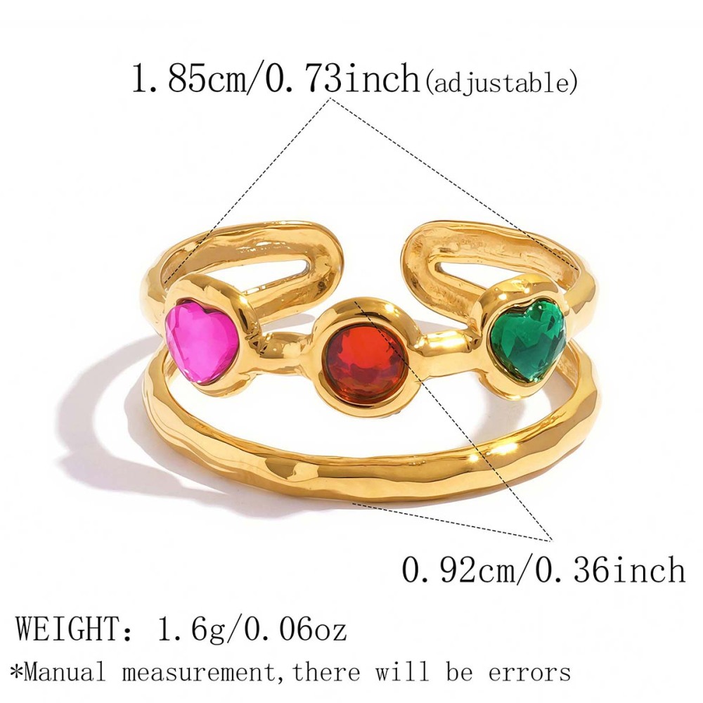 Simple Series Daily Irregular Shape Stainless Steel Waterproof   Gold Color  Zircon Statement Rings 