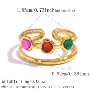 Simple Series Daily Irregular Shape Stainless Steel Waterproof   Gold Color  Zircon Statement Rings h5 