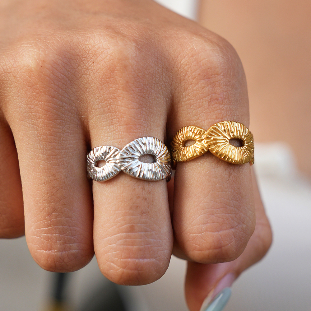 Simple Series Daily Irregular Shape Stainless Steel Waterproof Gold Color Statement Rings h5Picture4