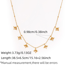 Simple Series Daily Star Stainless Steel Waterproof Gold Color Rhinestone Unisex Pendant Necklaces h5