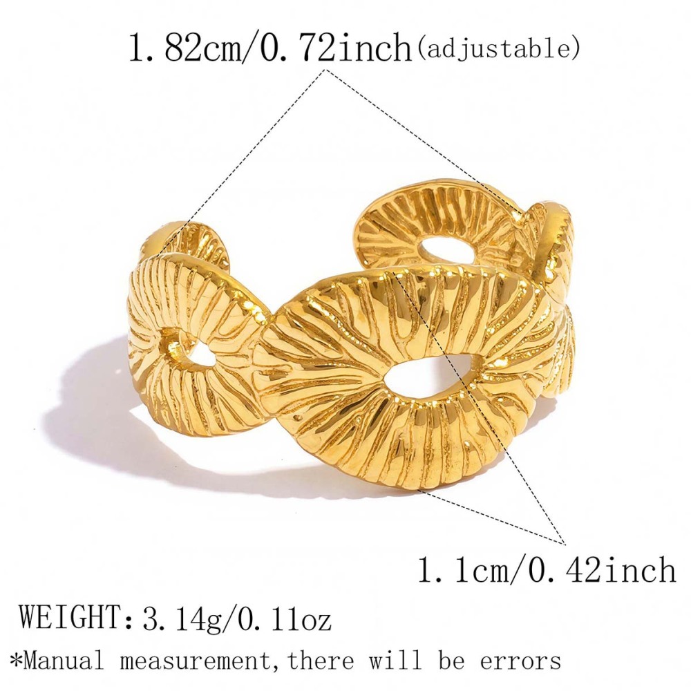Simple Series Daily Irregular Shape Stainless Steel Waterproof Gold Color Statement Rings