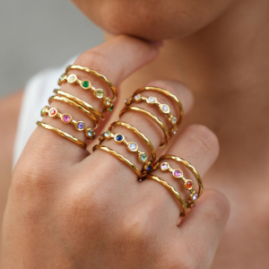 Simple Series Daily Irregular Shape Stainless Steel Waterproof   Gold Color  Zircon Statement Rings h5 Picture5